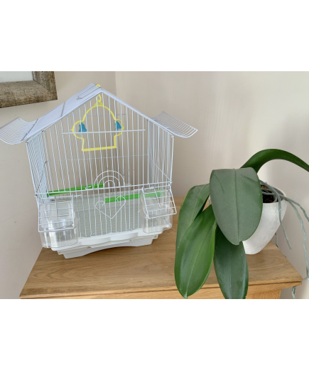 Parrot-Supplies House Roof Style Small Bird Cage - White